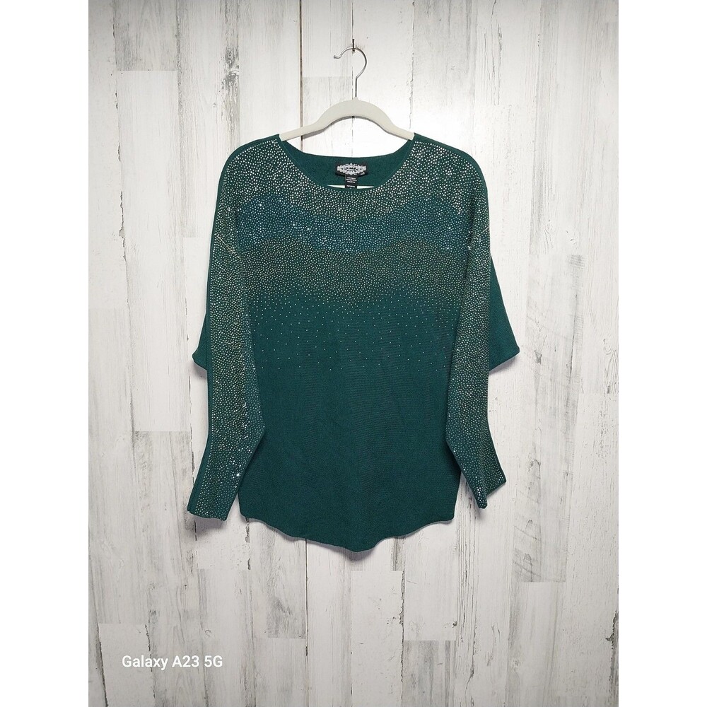 Oliver.O Women's Medium Green Rhinestone Sweater NWT